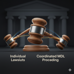 visual of consolidated lawsuits in federal multi-district litigation