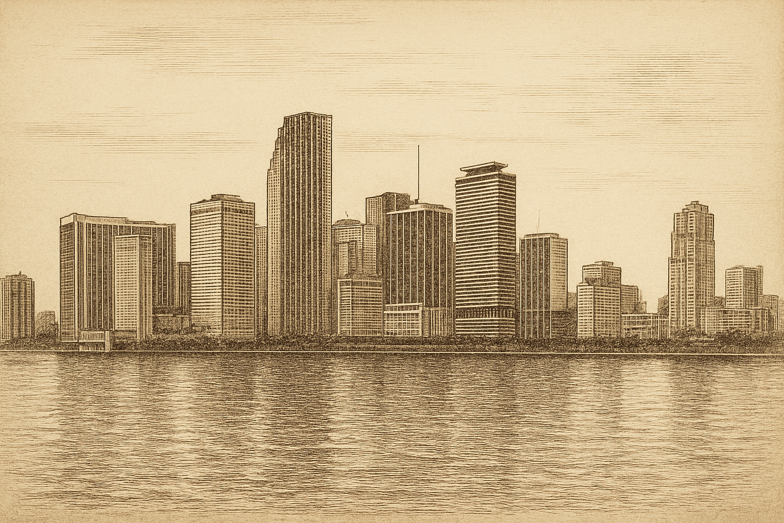 Miami, Florida - the Downtown Miami skyline across Biscayne Bay