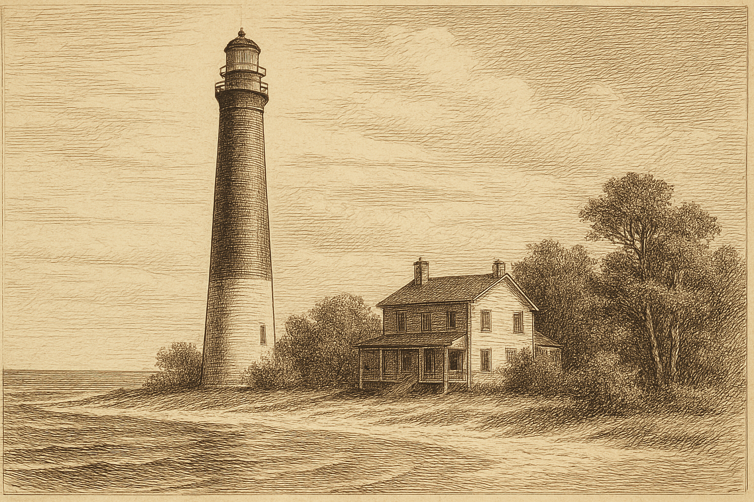 Pensacola, Florida - the Pensacola Lighthouse above the Gulf shoreline